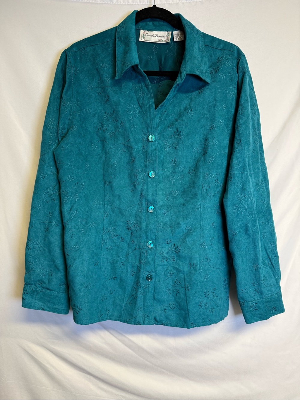Croft & Barrow Teal Embroidered Button-Down Shirt
